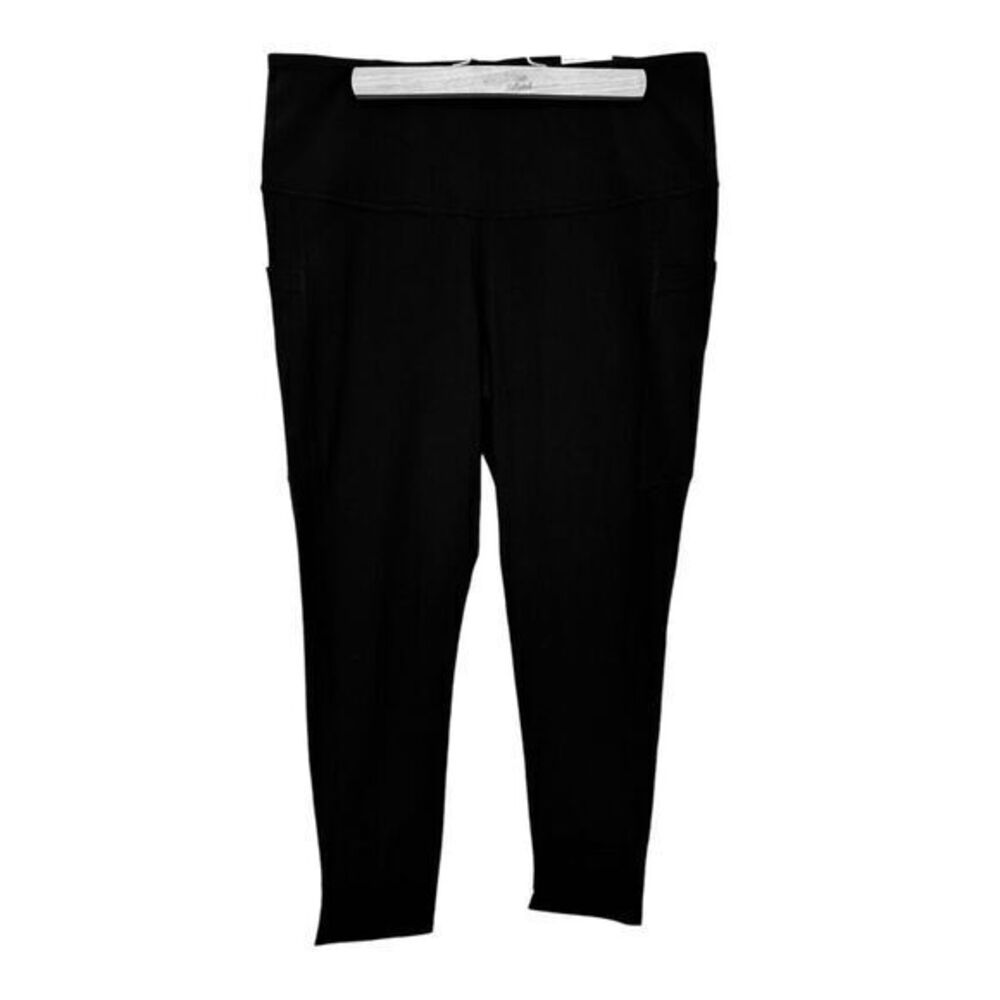 NWT Z By Zelle High Waist Side Pocket 7/8 Length Leggings 4-Way Stretch Sz L BLK